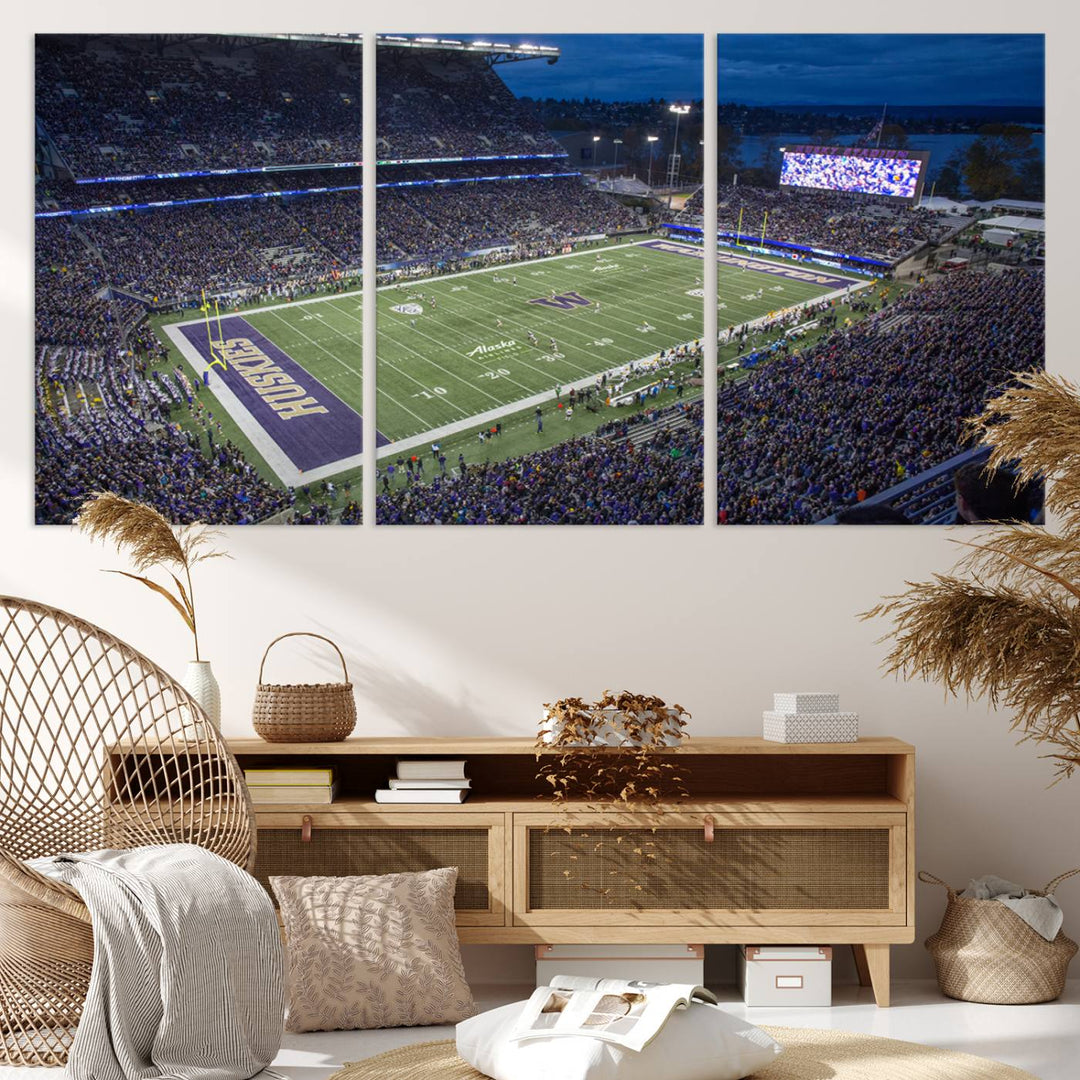 The University of Washington Huskies Football Team Print - Seattle Husky Stadium Wall Art Canvas Print