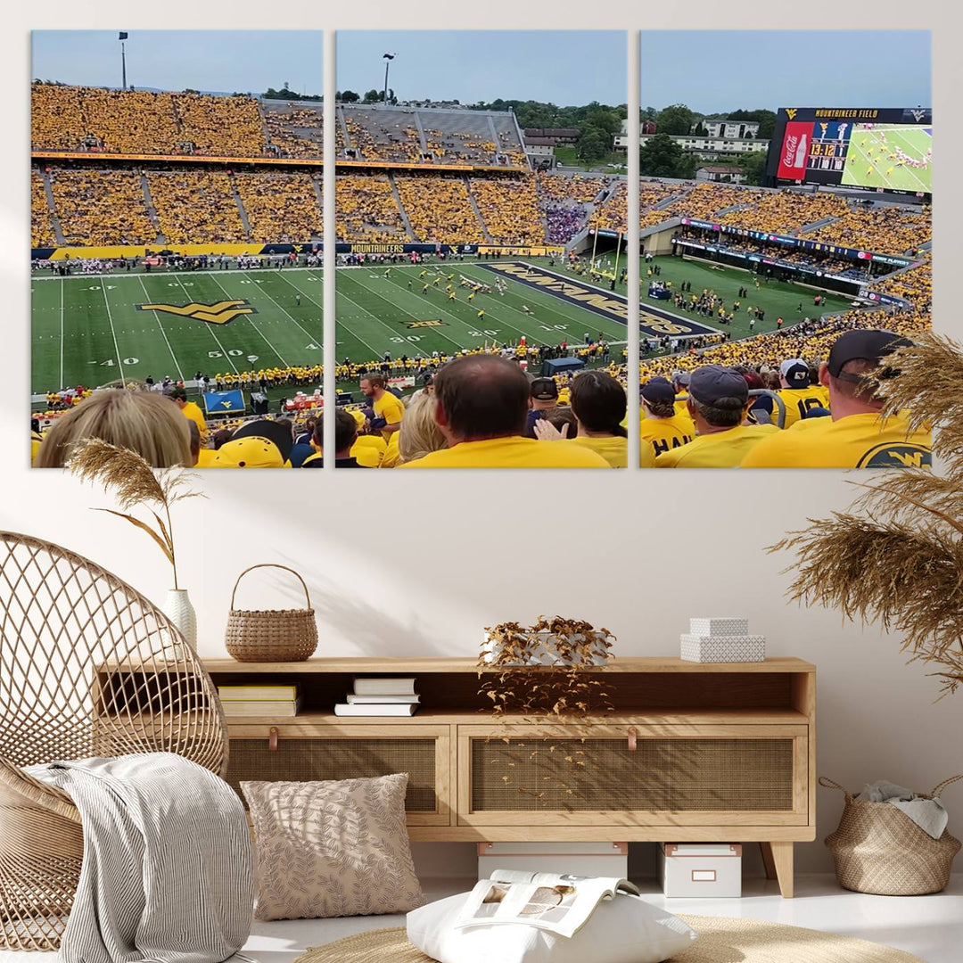 West Virginia University Mountaineers Football Team Print - Milan Puskar Stadium Canvas Print Wall Art, Morgantown Print