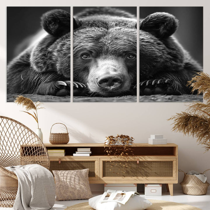 Resting Grizzly Bear Canvas Print | Ready to Hang Wall Art | Rustic Cabin & Farmhouse Decor | Wildlife Art