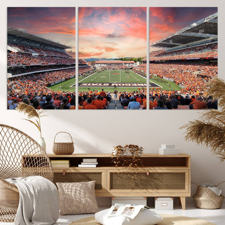 Oregon State Beavers Football Team Print - Corvallis Reser Stadium Wall Art Canvas Print