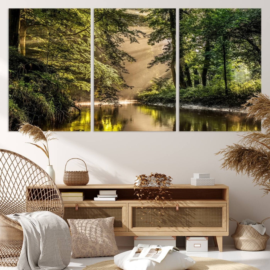 Forest River Landscape Wall Art | Ready to Hang Canvas Print | Perfect for Farmhouse Wall Decor, Cabin Wall Art, Nature-Inspired Home Décor