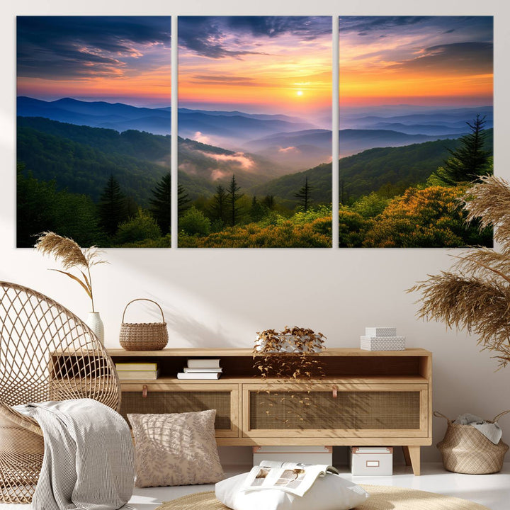 Majestic Mountain Sunrise Landscape Wall Art | Canvas Print Ready to Hang | Perfect for Farmhouse Wall Decor, Cabin Wall Art, Nature Lover’s Retreat