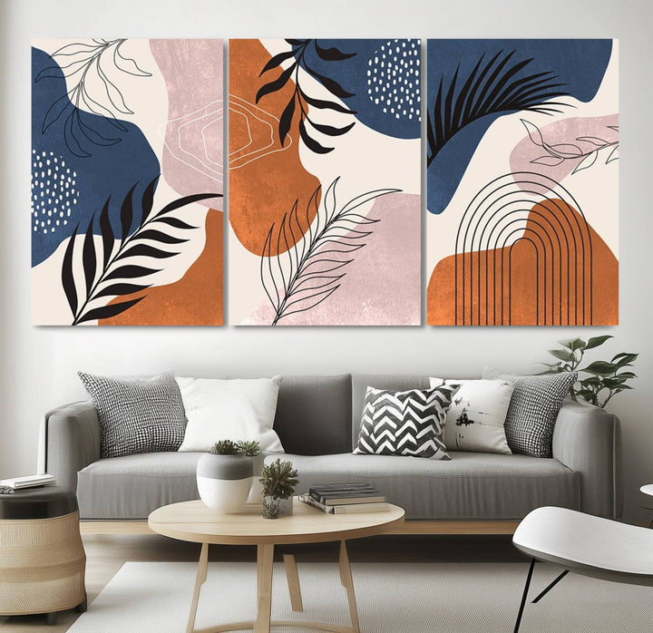 Boho Wall Art Canvas Print Set Mid-Century Prints Boho Wall Artwork Prints Boho Neutre