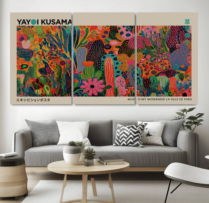 Framed Yayoi Kusama 1986 Wall Art Print adds contemporary style.