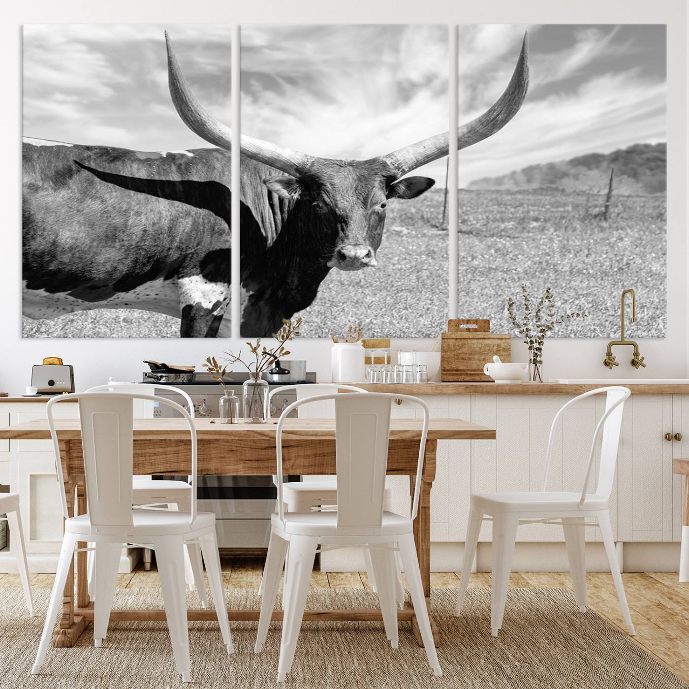 30017-MGV-CV-36X24-Cattle Wall Art Longhorn Cow Canvas Print