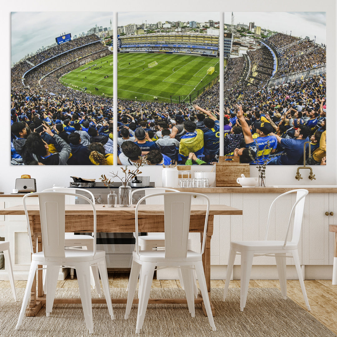 A vibrant Bombonera Stadium packed with fans, seen from above.