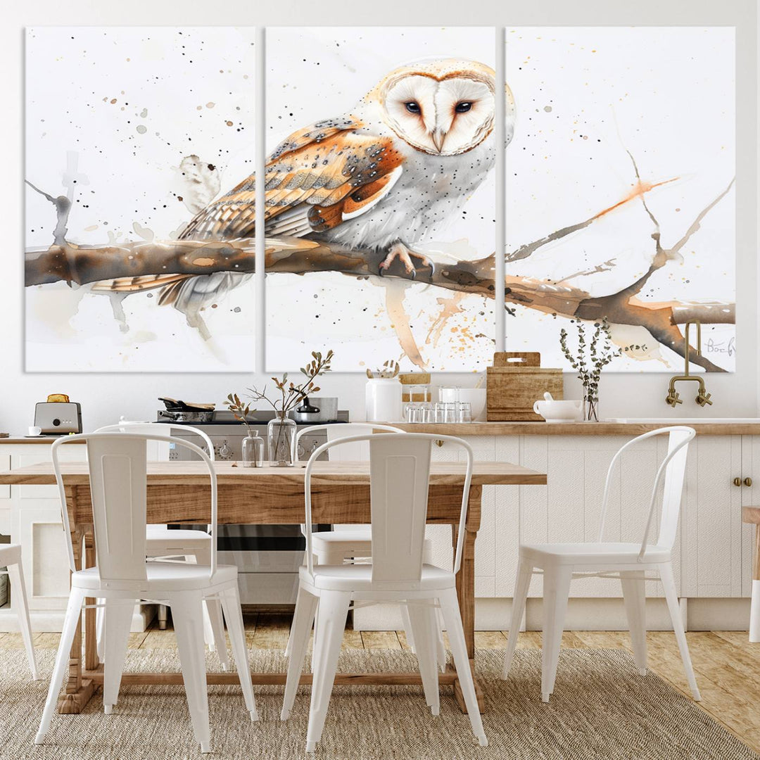 Nature enthusiasts will love the Barn Owl Wall Art on Branch, a stunning canvas print that is ready to hang and beautifully framed.