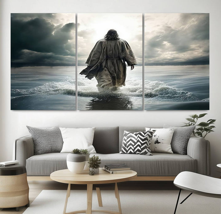 Jesus Walking on Water Wall Art | Canvas Print | Ready to Hang | Christian Home Decor | Spiritual Faith Wall Art | Inspirational Religious Wall Decor