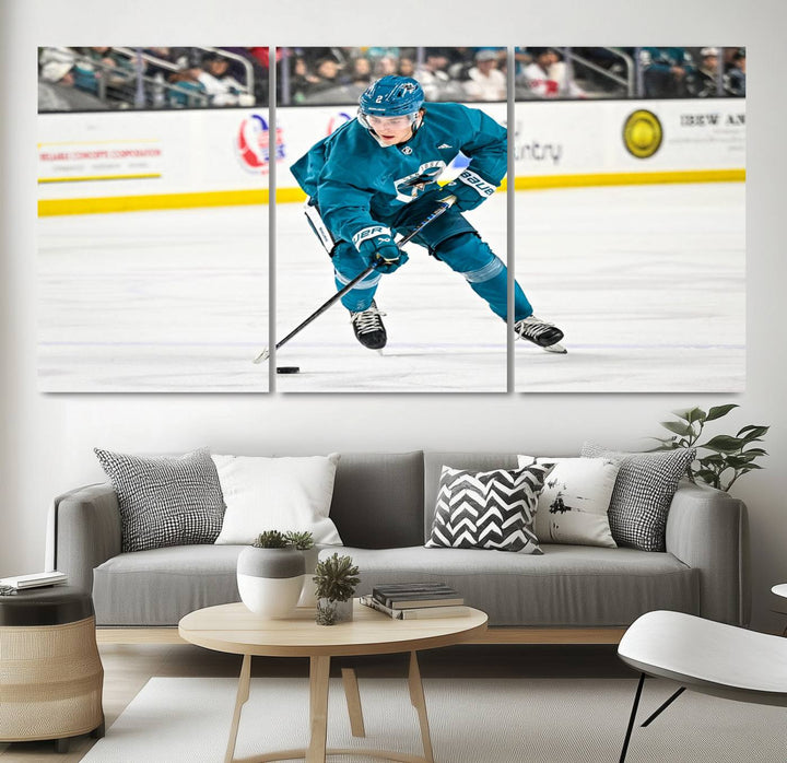 San Jose SharksIce Hockey Player Wall Art Canvas Print