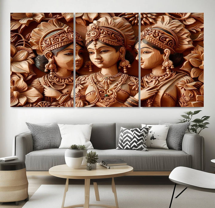 Indian Woman Statue Wall Art Canvas Print