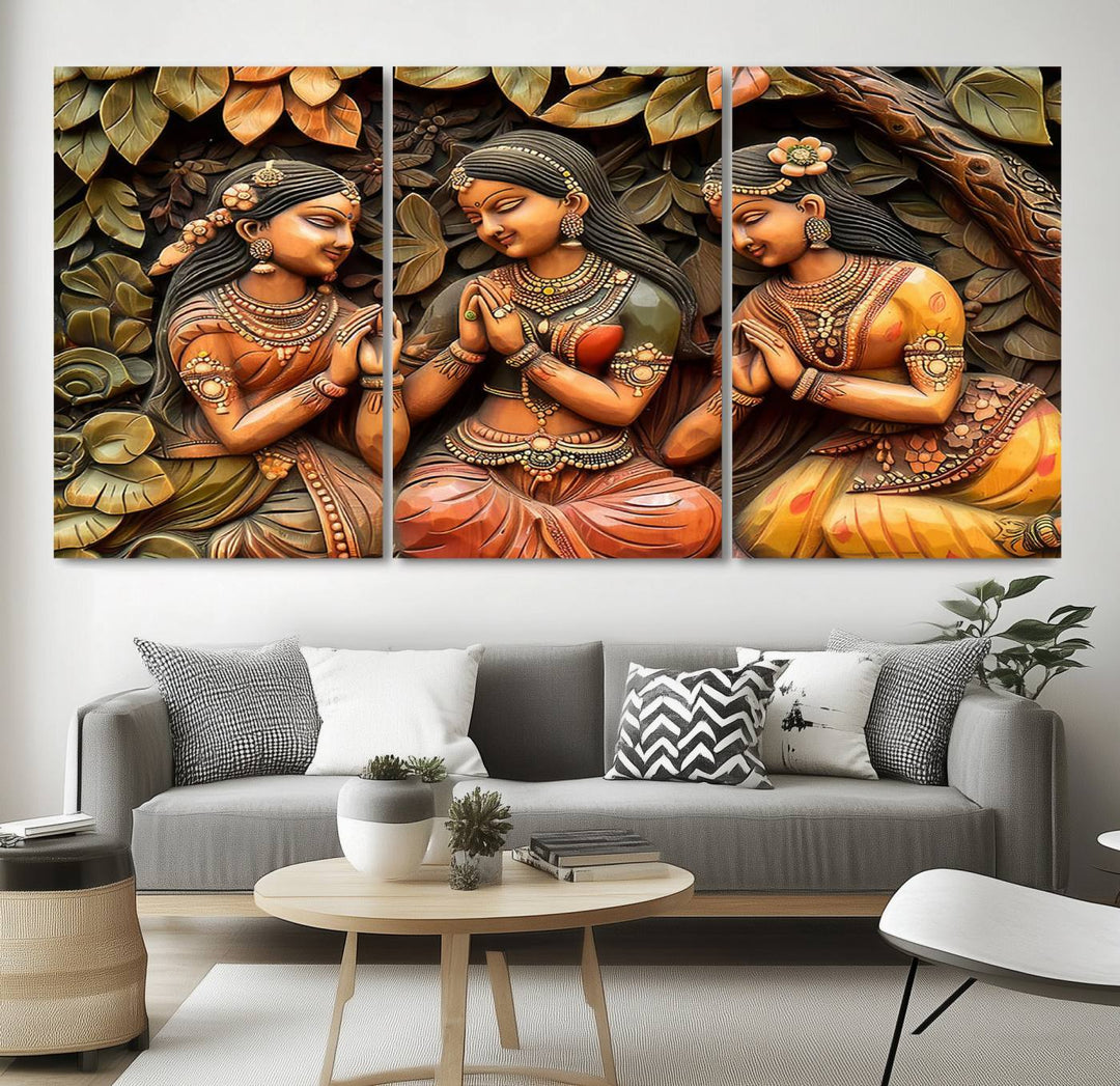 Indian Woman Statue Wall Art Canvas Print