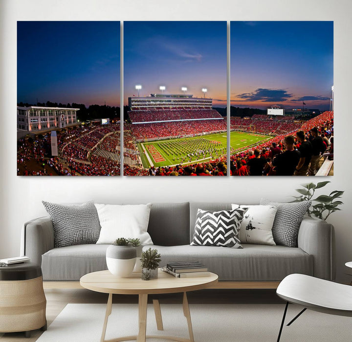 NC State Wolfpack Football Team Print - Raleigh Carter-Finley Stadium Wall Art Canvas Print