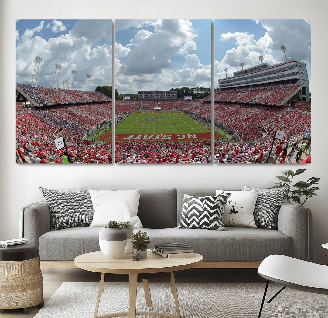 NC State Wolfpack Football Team Print - Raleigh Carter-Finley Stadium Wall Art Canvas Print