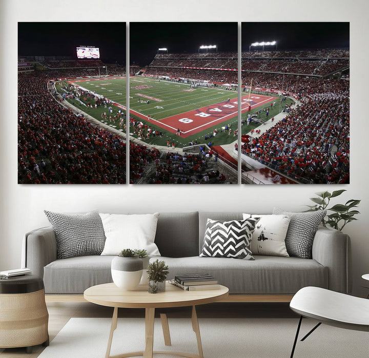 Houston Cougars Football Team Print - Houston TDECU Stadium Wall Art Canvas Print