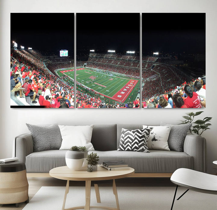 Houston Cougars Football Team Print - Houston TDECU Stadium Wall Art Canvas Print