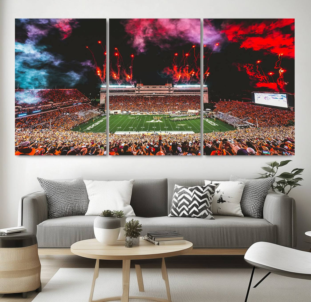 Virginia Tech Hokies Football Team Print - Blacksburg Lane Stadium Wall Art Canvas Print