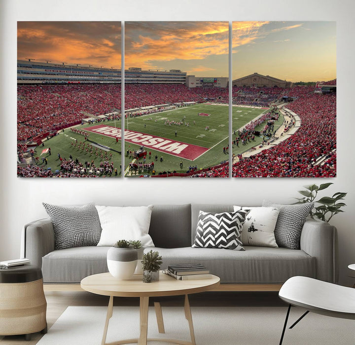 Wisconsin Badgers Football Team Print - Madison Camp Randall Stadium Wall Art Canvas Print