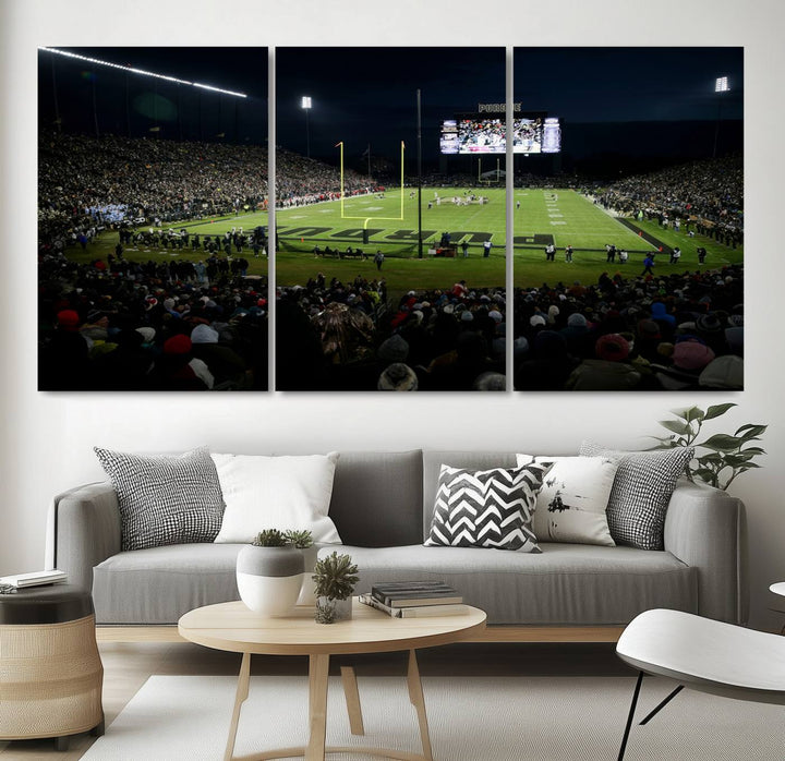 Purdue Boilermakers Football Team Print - West Lafayette Ross–Ade Stadium Wall Art Canvas Print