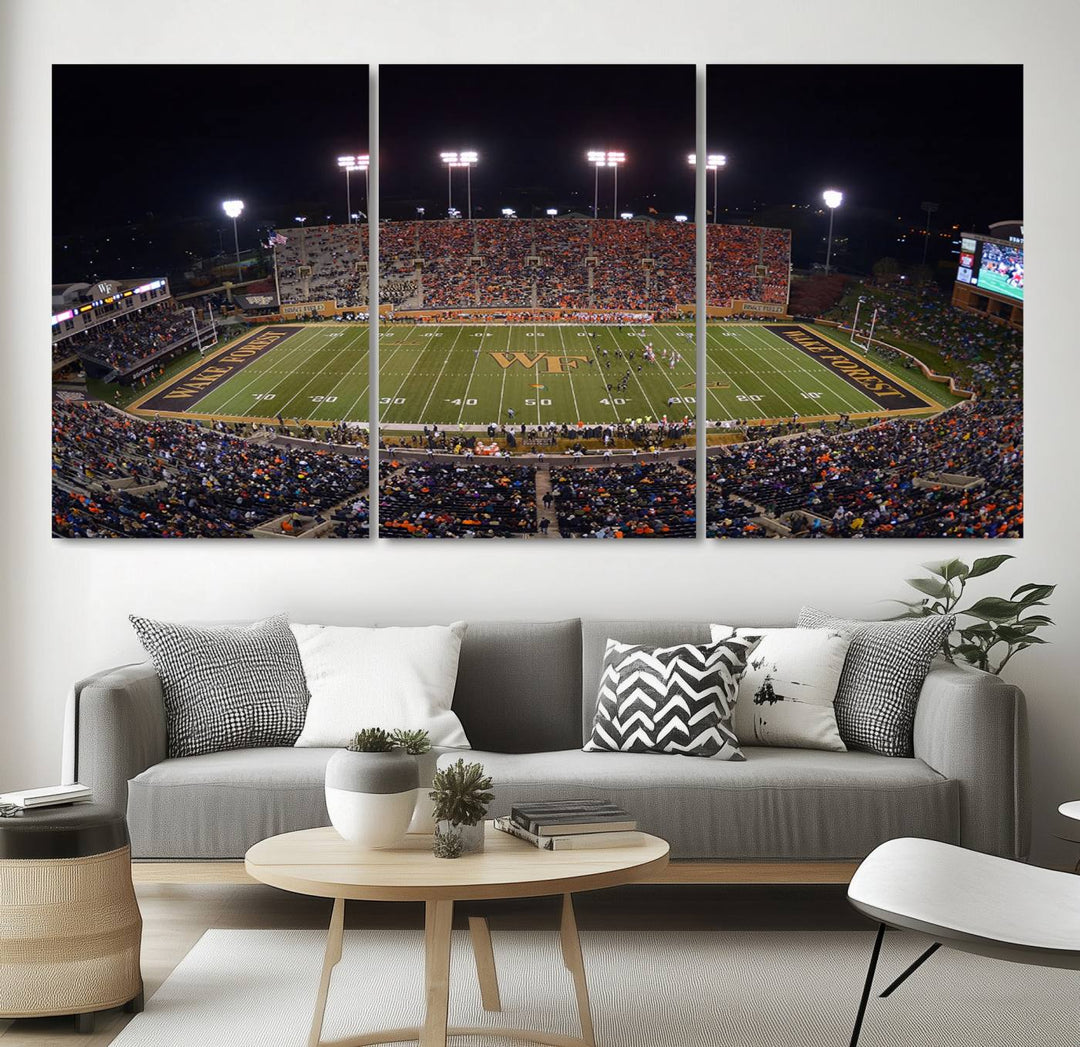 Demon Deacons Football Team Print - Winston-Salem Allegacy Federal Credit Union Stadium Wall Art Canvas Print