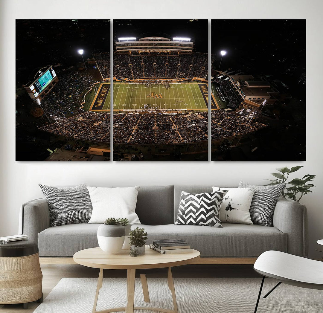 Wake Forest University Demon Deacons Football Team Print - Winston-Salem Allegacy Federal Credit Union Stadium Wall Art Canvas Print