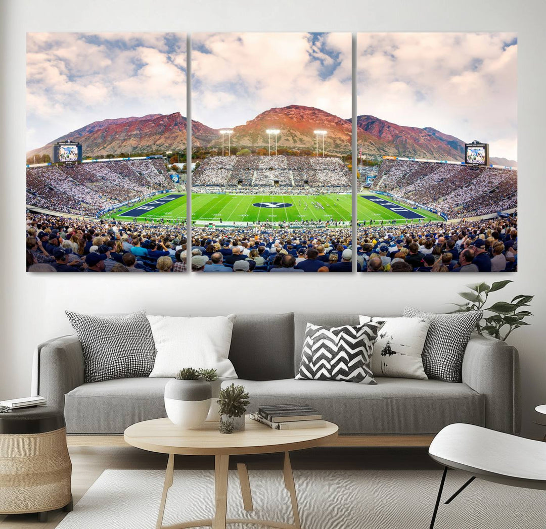 Brigham Young University Cougars Football Team Print - Provo LaVell Edwards Stadium Wall Art Canvas Print.