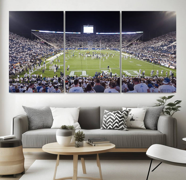 Brigham Young University Cougars Football Team Print - Provo LaVell Edwards Stadium Wall Art Canvas Print.