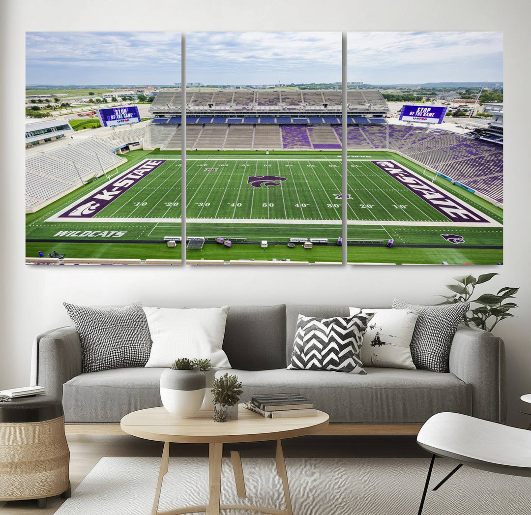 KState Wildcats Football Team Print - Manhattan Bill Snyder Family Football Stadium Wall Art Canvas Print