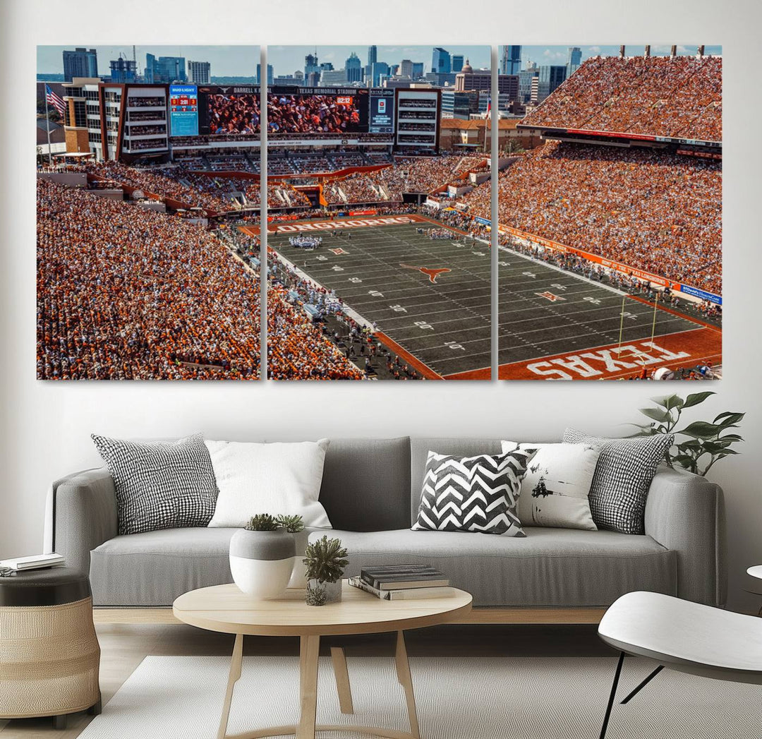 University of Texas Longhorns Football Team Print - Austin Darrell K Royal-Texas Memorial Stadium Wall Art Canvas Print