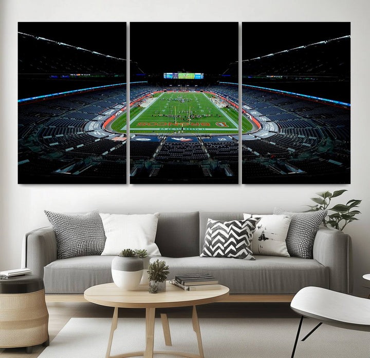 Denver Broncos Football Team Print - Denver Empower Field at Mile High Stadium Wall Art Canvas Print