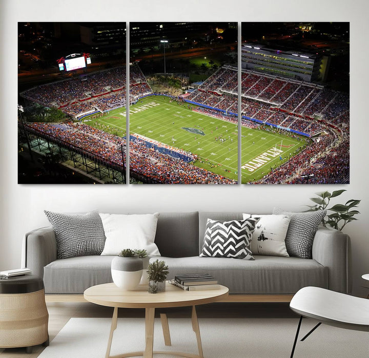 Florida Atlantic University Owls Football Team Print - Boca Raton FAU Stadium Wall Art Canvas Print