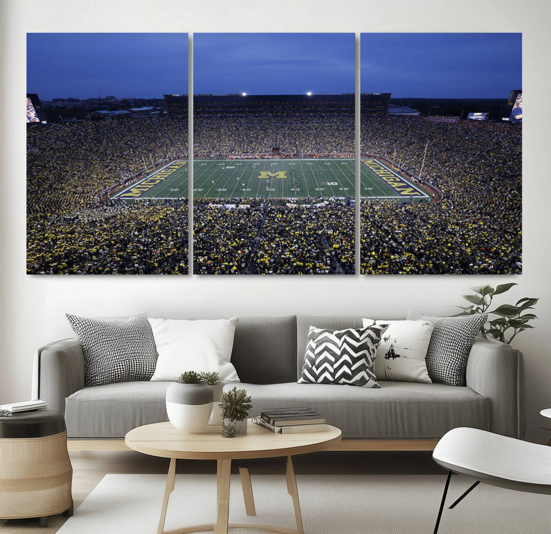 University of Michigan Wolverines Football Team Print - Ann Arbor Michigan Stadium Wall Art Canvas Print