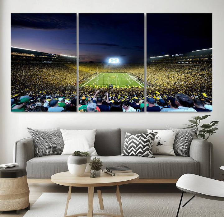 University of Michigan Wolverines Football Team Print - Ann Arbor Michigan Stadium Wall Art Canvas Print