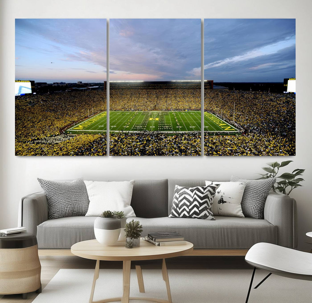 University of Michigan Wolverines Football Team Print - Ann Arbor Michigan Stadium Wall Art Canvas Print