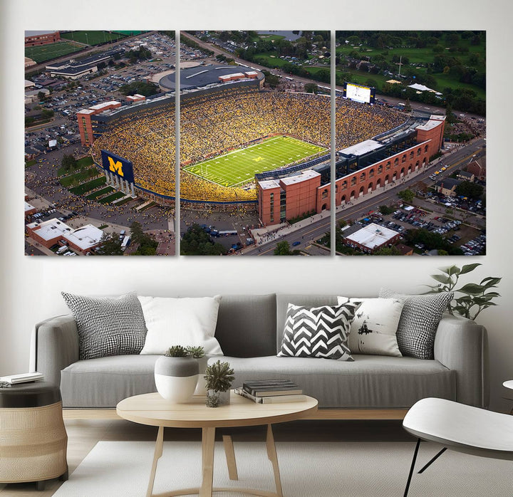 University of Michigan Wolverines Football Team Print - Ann Arbor Michigan Stadium Wall Art Canvas Print