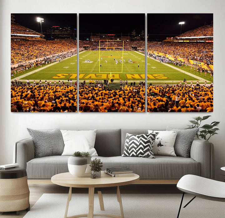 ASU Sun Devils Football Team Print - Phoenix Mountain America Stadium Wall Art Canvas Print