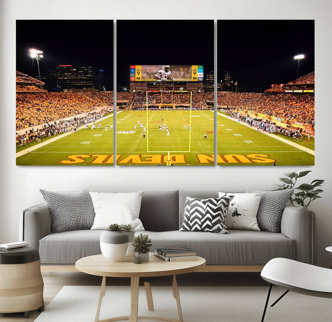 ASU Sun Devils Football Team Print - Phoenix Mountain America Stadium Wall Art Canvas Print