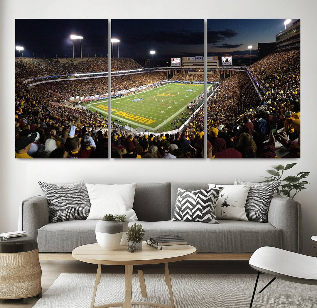 ASU Sun Devils Football Team Print - Phoenix Mountain America Stadium Wall Art Canvas Print