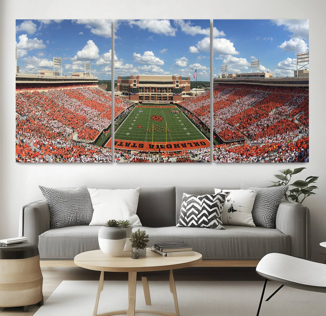 Oklahoma State Cowboys Football Team Print - Stillwater Boone Pickens Stadium Wall Art Canvas Print