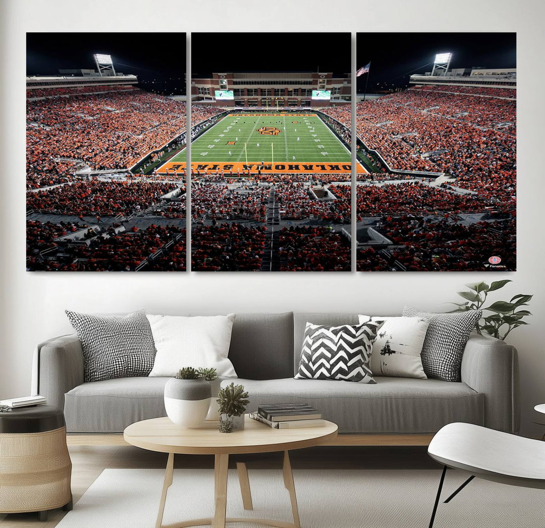 Oklahoma State Cowboys Football Team Print - Stillwater Boone Pickens Stadium Wall Art Canvas Print