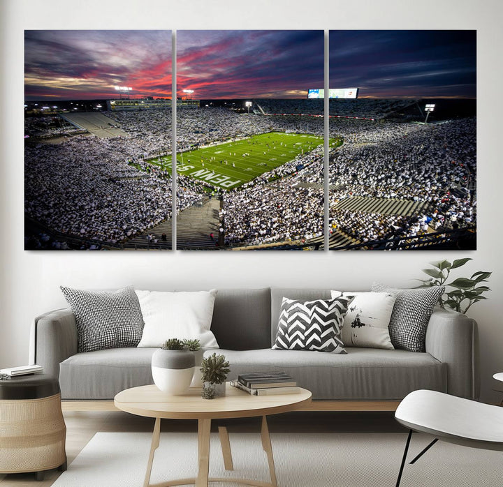 Penn State Nittany Lions Football Team Print - University Park Beaver Stadium Wall Art Canvas Print