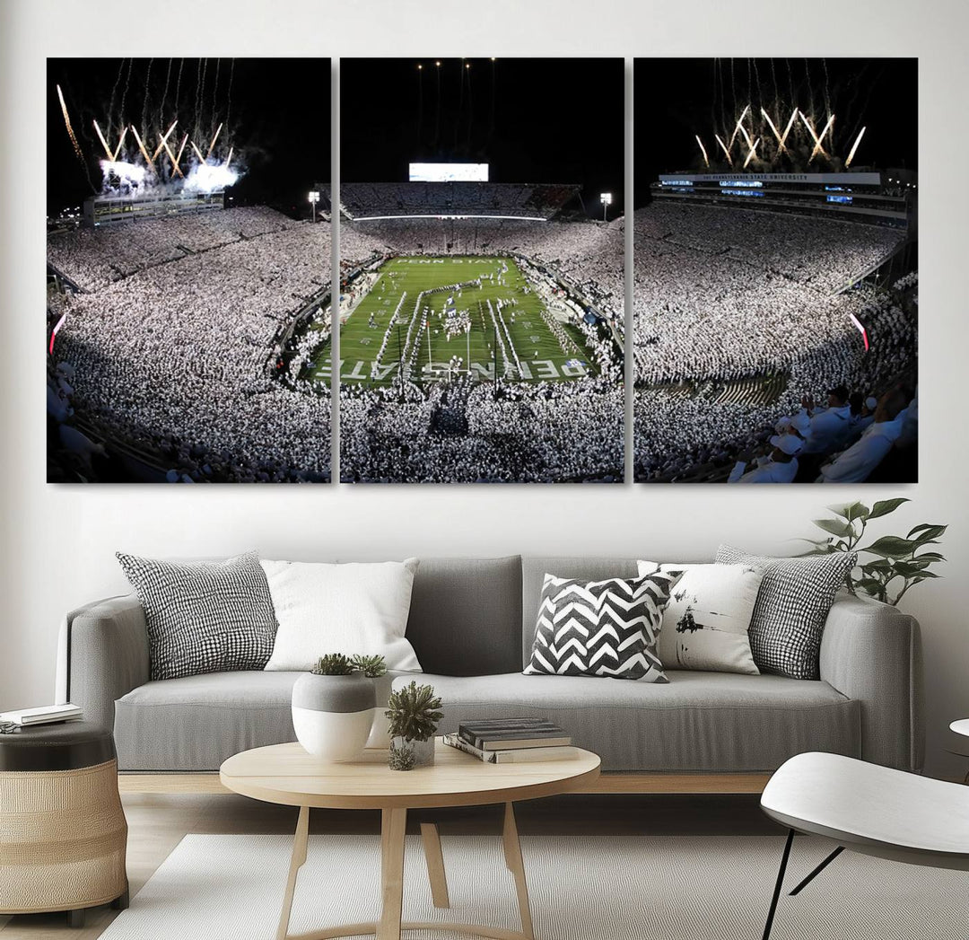 Penn State Nittany Lions Football Team Print - University Park Beaver Stadium Wall Art Canvas Print