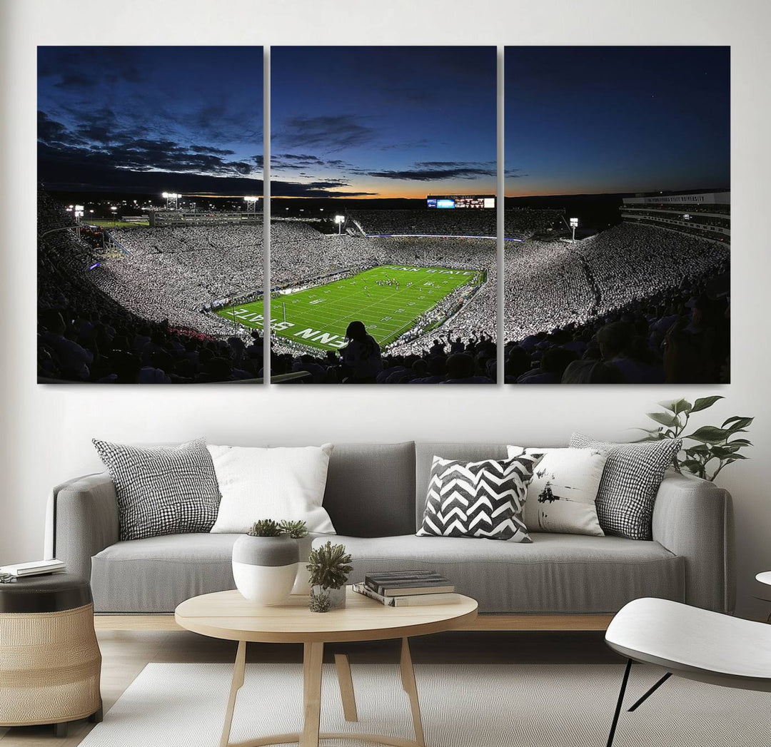 Penn State Nittany Lions Football Team Print - University Park Beaver Stadium Wall Art Canvas Print