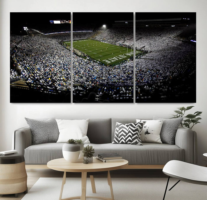 Penn State Nittany Lions Football Team Print - University Park Beaver Stadium Wall Art Canvas Print