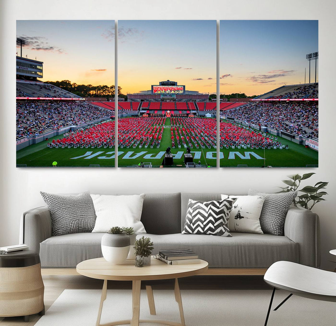 NC State Wolfpack Football Team Print - Raleigh Carter-Finley Stadium Wall Art Canvas Print