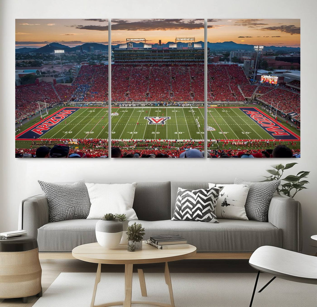 Arizona Wildcats Football Team Print - Tucson Arizona Stadium Wall Art Canvas Print