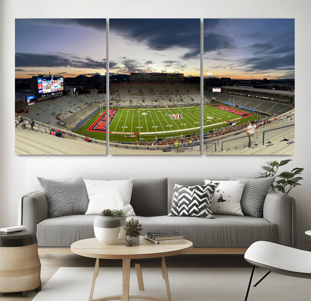 Arizona Wildcats Football Team Print - Tucson Arizona Stadium Wall Art Canvas Print