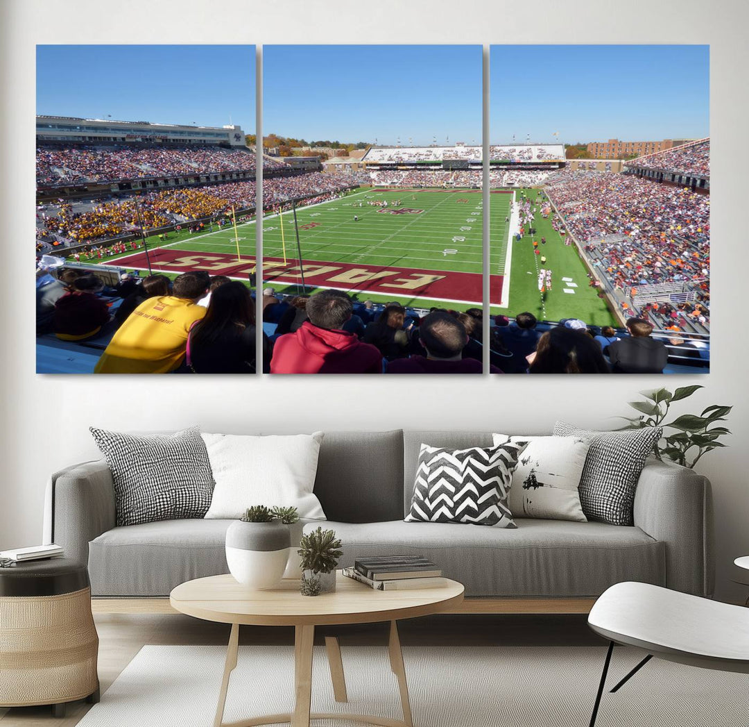 Boston College Eagles Football Team Print - Boston Alumni Stadium Wall Art Canvas Print