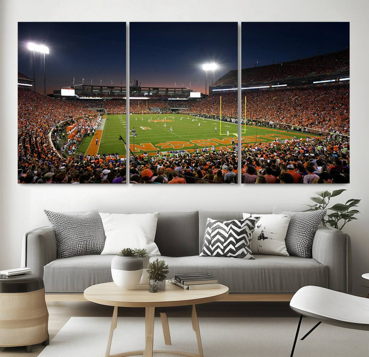 Clemson University Tigers Football Team Print - Clemson Memorial Stadium Wall Art Canvas Print