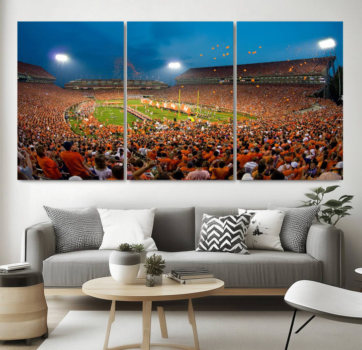 Clemson University Tigers Football Team Print - Clemson Memorial Stadium Wall Art Canvas Print