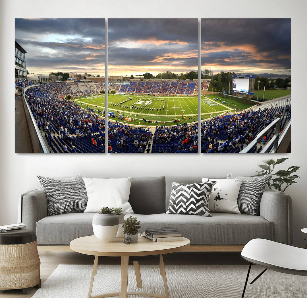 Duke University Blue Devils Football Team Print - Durham Wallace Wade Stadium Wall Art Canvas Print